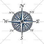 Compass rose on white background